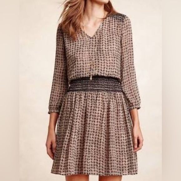 ANTHROPOLOGIE Daytripper Callista Lined Smock Waist Dress by VANESSA VIRGINIA - Picture 4 of 10